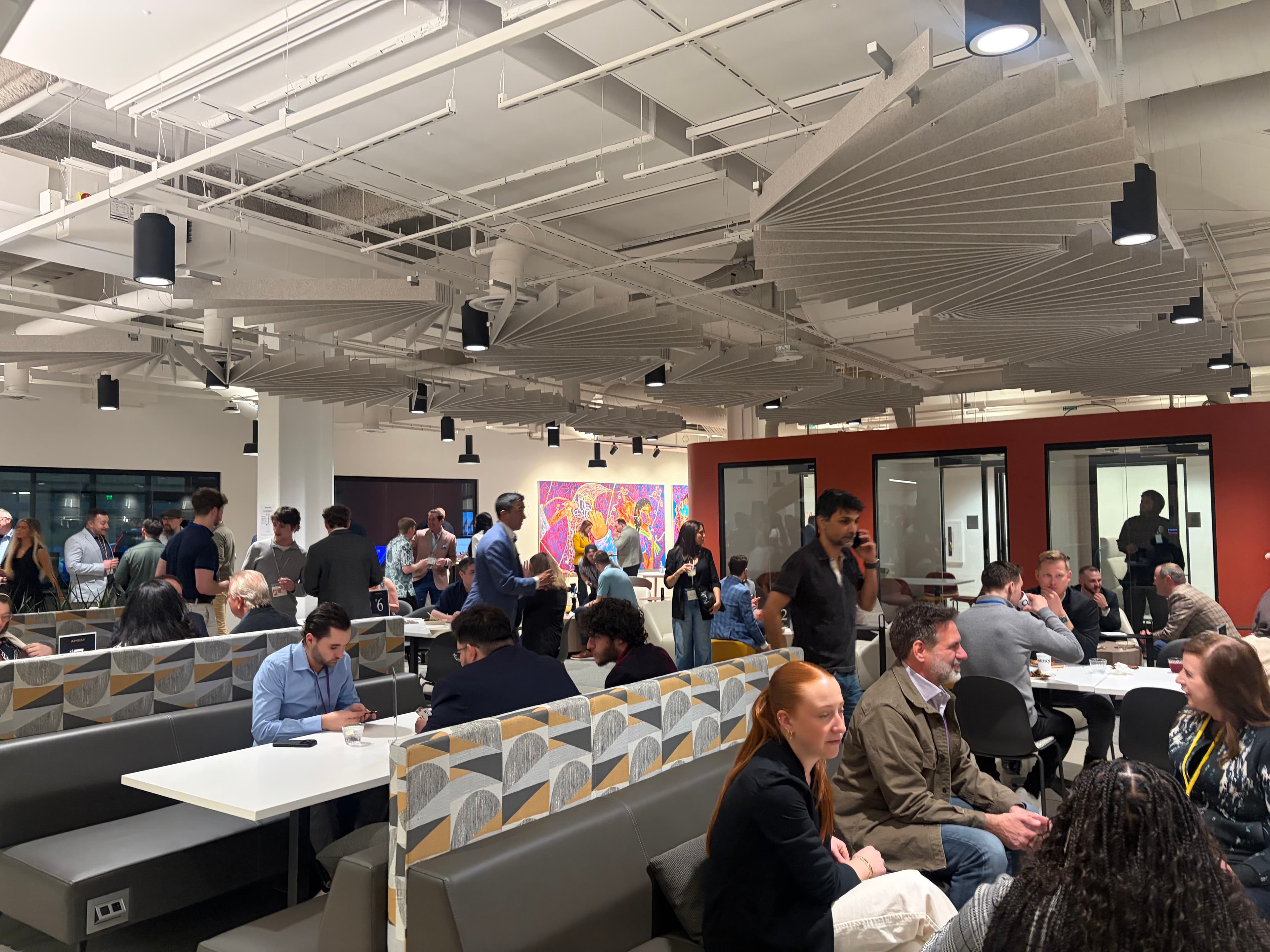 Founder networking table at an event